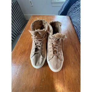 Superga tan fur lined high top sneakers 8.5